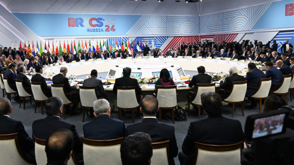 A moment from the plenary of the Brics summit in Kazan