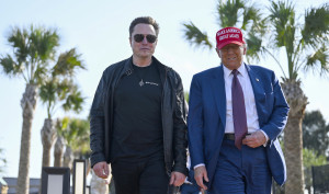 Donald Trump ed Elon Musk prima del lancio di prova del razzo SpaceX Starship rocket in Texas (novembre 2024) - Foto LaPresse