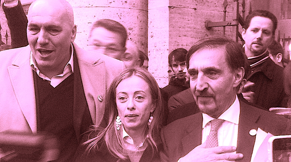 Ignazio La Russa con Guido Crosetto e Giorgia Meloni