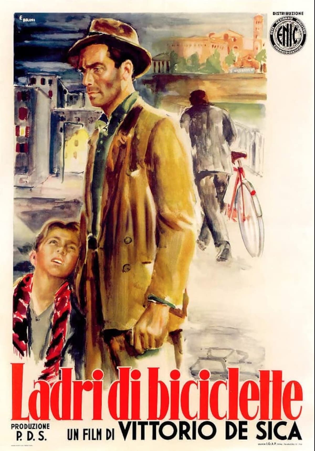 La locandina originale di Ladri di biciclette, di Vittorio De Sica (1948)